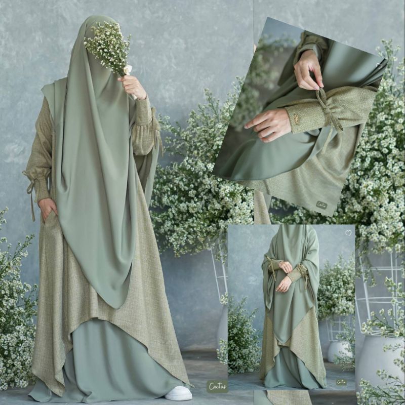 Palma Series Set Gamis Tunik Cadar Syari Linen Kashmir by Mahira