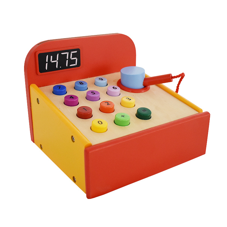 (DEFFECT) Wooden Cashier Machine Wooden Toys Mainan Kayu Kasir Mainan Rumah Rumahan Anak Mainan Edukasi