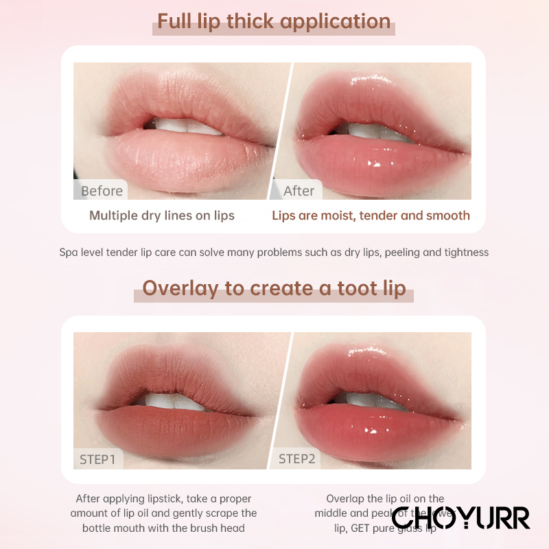 【COD】Cappuvini Lip Oil Crystal Lip Gloss Transparant Lip Oil Minyak Bibir Melembabkan Bibir Lip Care Waterproof Glossy Lip Plumper Korean Import-CH