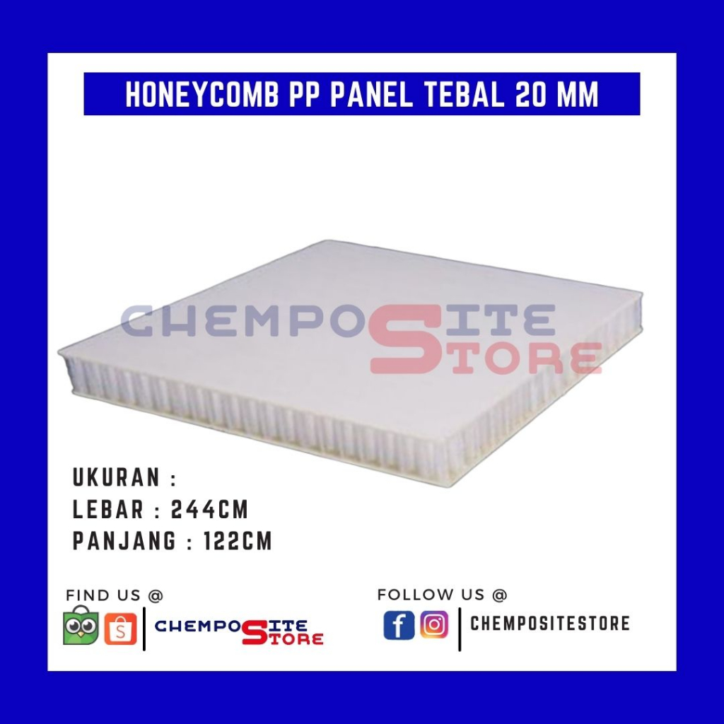 honeycomb PP panel composite fiberglass tebal 20MM (122X244)