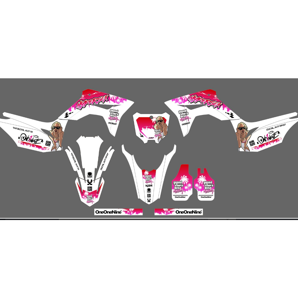 STIKER DECAL SUPERMOTO CRF 150L 072 YSF MOTIF REDBULL ORANGE