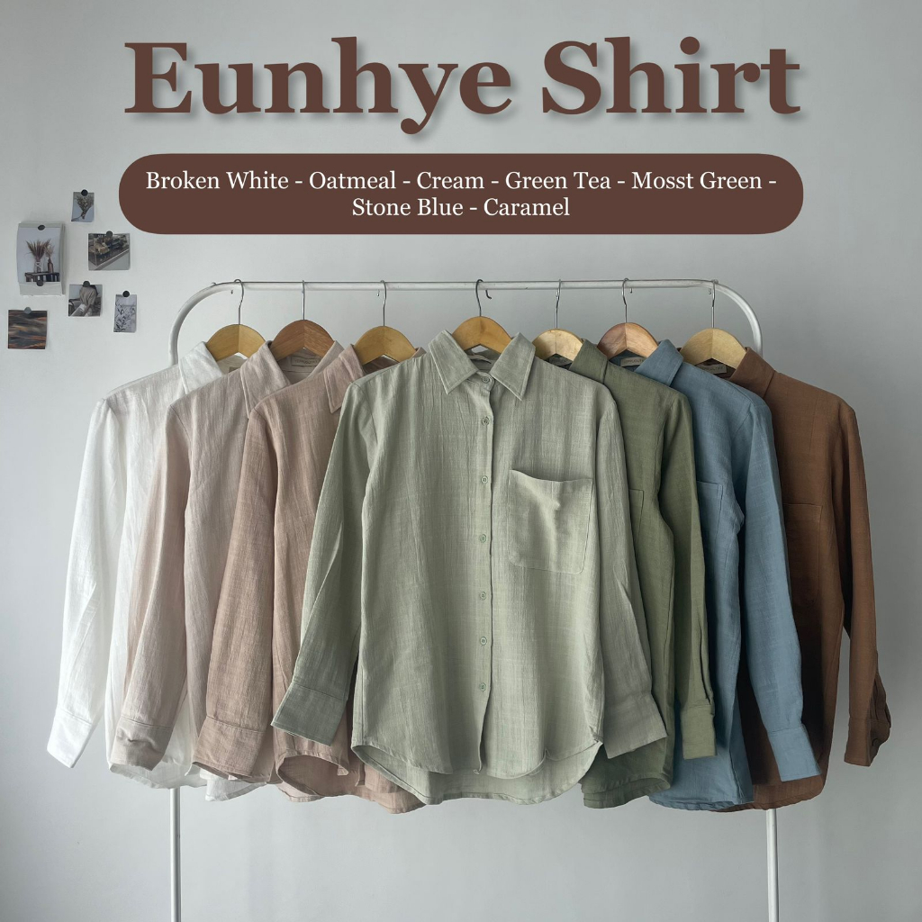 EUNHYE Basic Shirt | Kemeja Casual Kuliah Kemeja Kantor Basic Berbahan Linen [YEPPUOUTFIT]