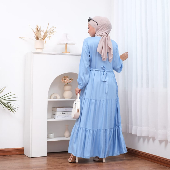 KALEAOUTFIT - RENATA DRESS UMPAK SUSUN ORIGINAL - GAMIS JUMBO MURAH BAHAN RAYON TWILL PREMIUM - BAJU REMAJA KEKINIAN - FASHION MUSLIM WANITA LIMITED EDITION - BISA COD