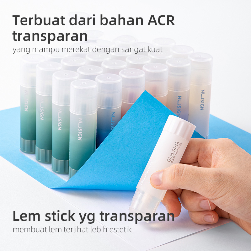 Nusign Transparent Glue Stick / Lem Kertas Batang Transparan 8 15 21 gr Tidak mudah Patah NS14X