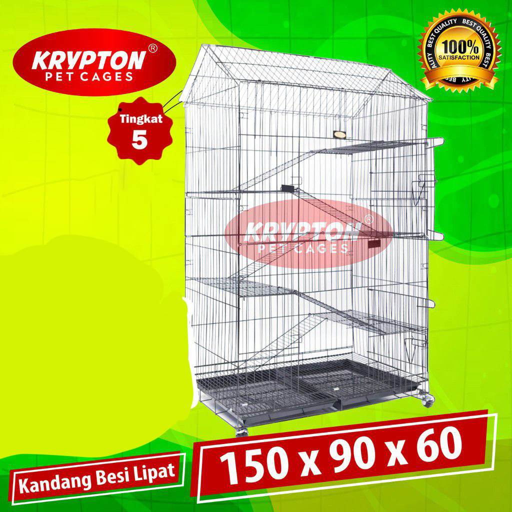 Kandang Kucing Tingkat 5 size 150x90x60 + RODA (bisa untuk 7-9 ekor kucing)