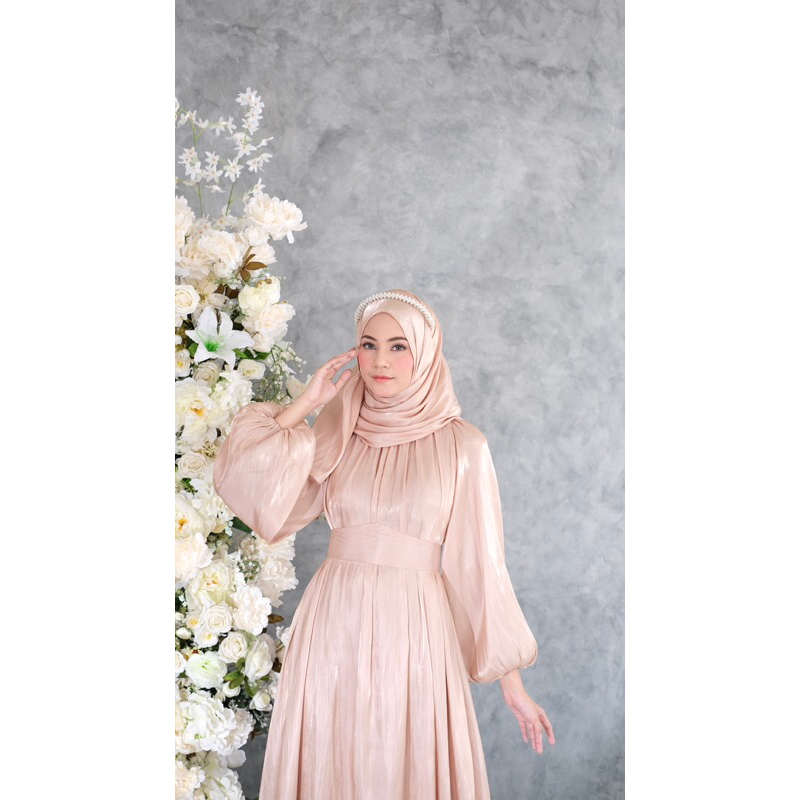 ounadoutfit Gameela Shimmering dress / dress lebaran muslim / dress shimer / hijab shimer / dress pesta / outfit kondangan