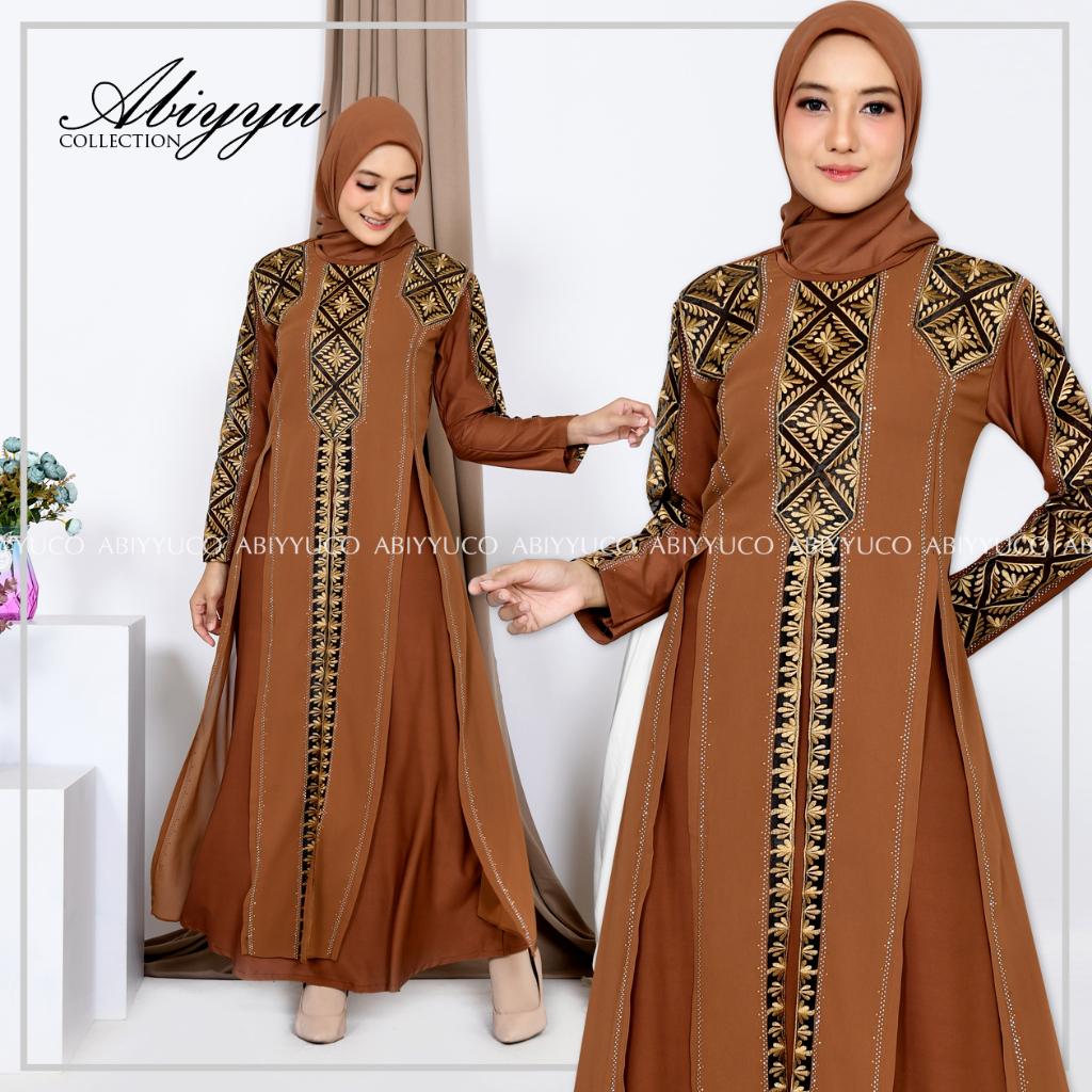 Abiyyuco TA9028 | Gamis Abaya Turki Sultan Turkey Terbaru 2023 Turky Hitam Elegan Warna Warni Termewah