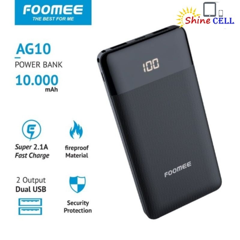power bank AG10 10000mah 2.1a dual output foomee