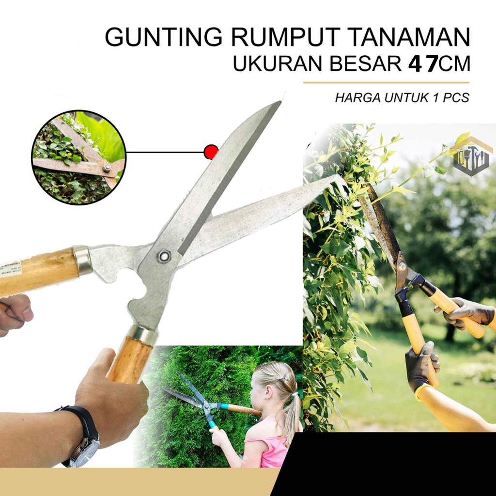 Gunting Gagang Kayu * Gunting Rumput * Gunting Stainless * Uk.47cm