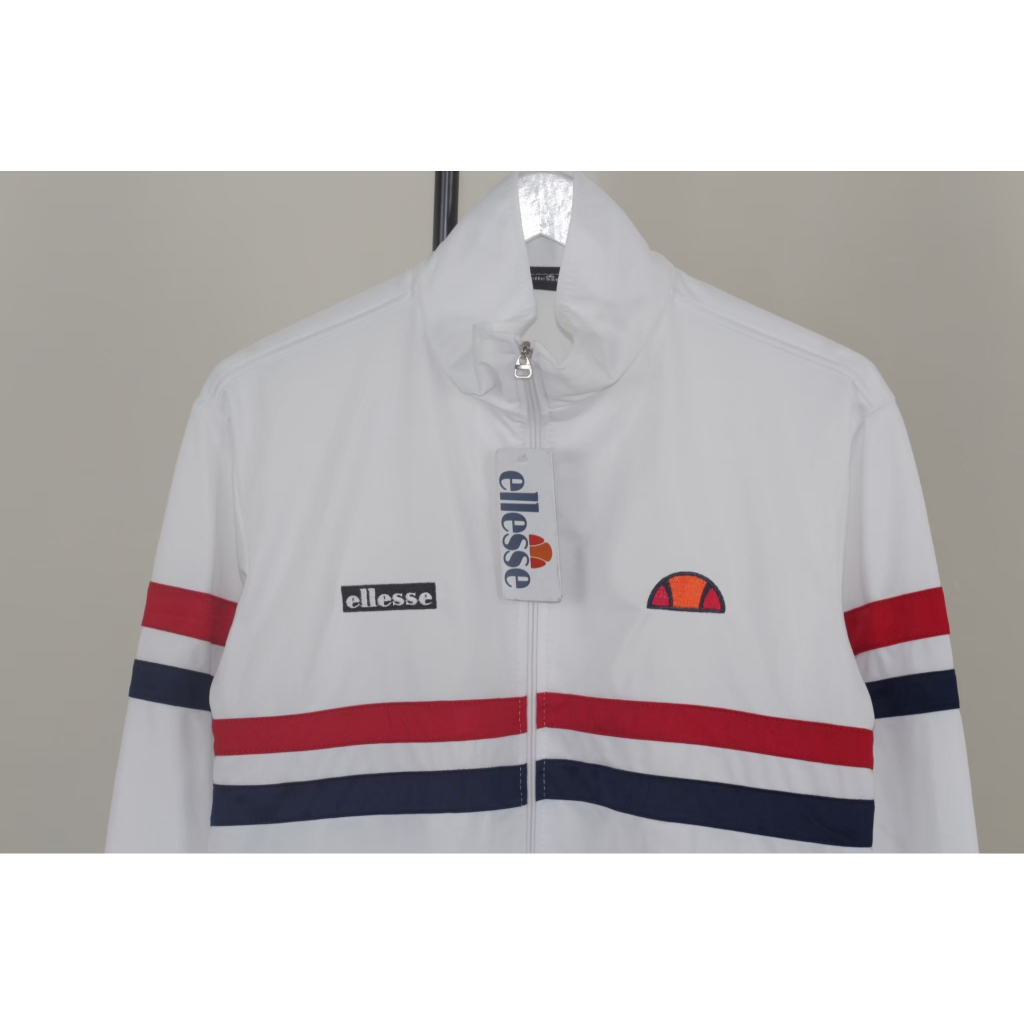 JAKET TRACTOP ELLASSE PUTIH LIST MERAH NAVY - BAHAN LOTTO DIADORA (PRIA WANITA) BISA BAYAR DI TEMPAT M-XXL