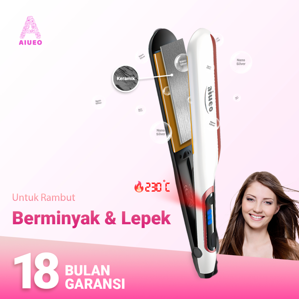 [GARANSI 18 BULAN] •  Catokan Rambut Curly and Hair Straightener Profesional AIUEO 9622 Catok Meluruskan 3in1 Blow Rambut Plat Keramik Ionik - Warna Putih