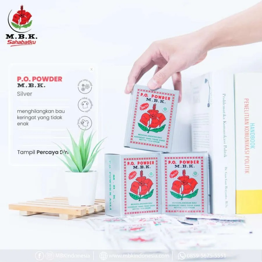 [BPOM] Hibka Hanger - Bedak Anti Biang Keringat Dan Bau Badan Alami Tanpa Aroma -  MBK Powder Putih 