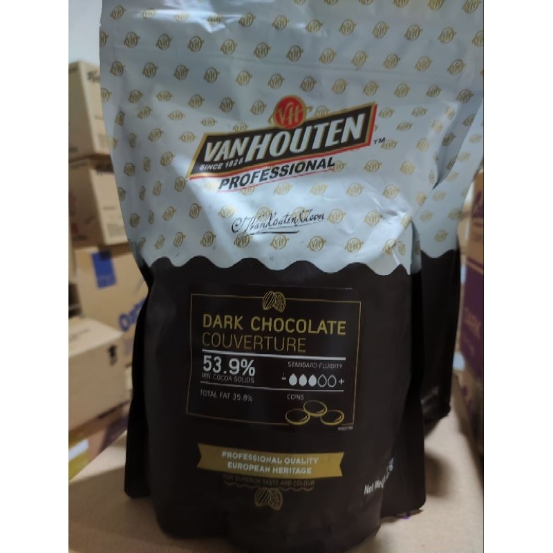 VAN HOUTEN COUVERTURE DARK CHOCOLATE 1.5 KG KEMASAN ASLI / 1 BAG / VHP CHOCOLATE COUVERTURE