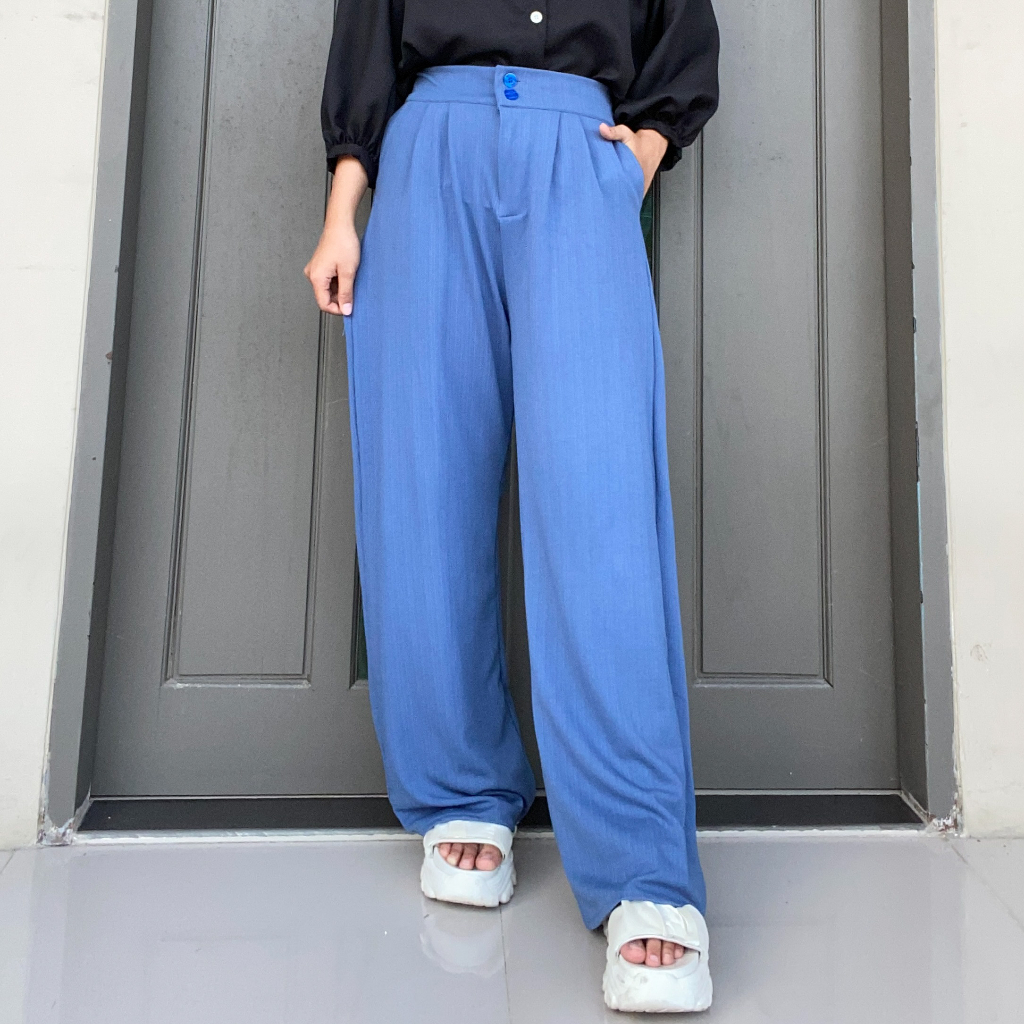 Jennie Knit Pants Celana Kulot Highwaist Kancing 2 Celana Wanita