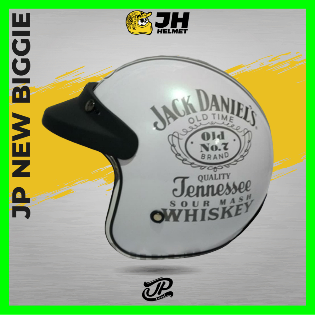 Helm Retro JP New Bigie Jack Daniel Pearl White | Helm JPX Retro Half Face | JUAL HELM