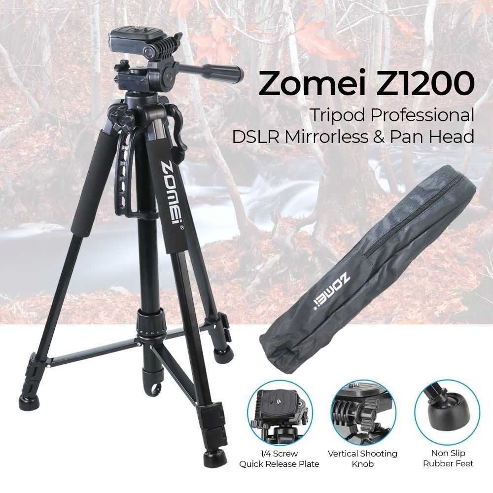 Tripod Professional DSLR Mirrorless &amp; Pan Head Tripot Kamera Foto Video Portable Kepala Putar 3 Arah Multifungsi