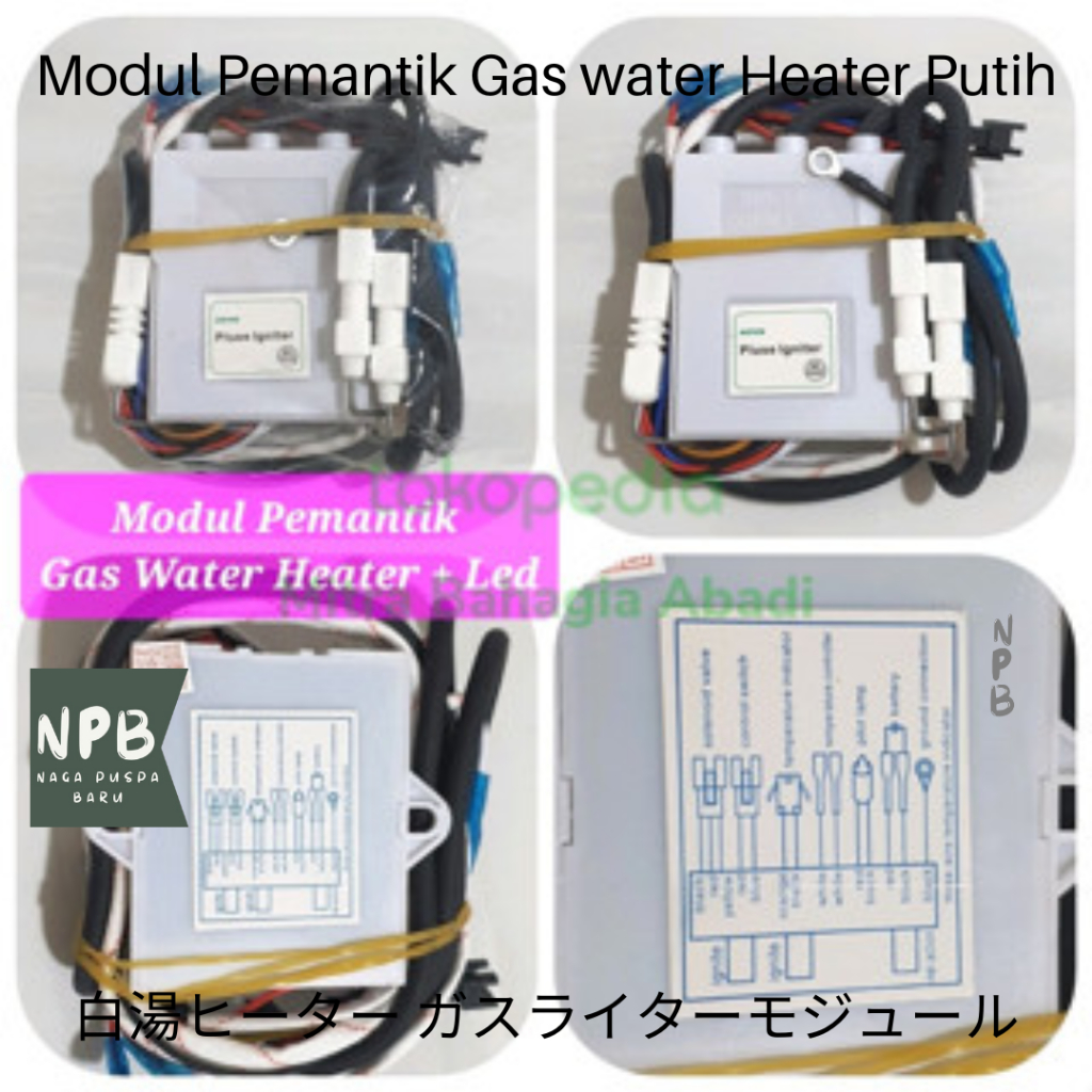 Modul Pemantik Gas water Heater Putih + Led HOTER BRAND - Modul Pematik Gas