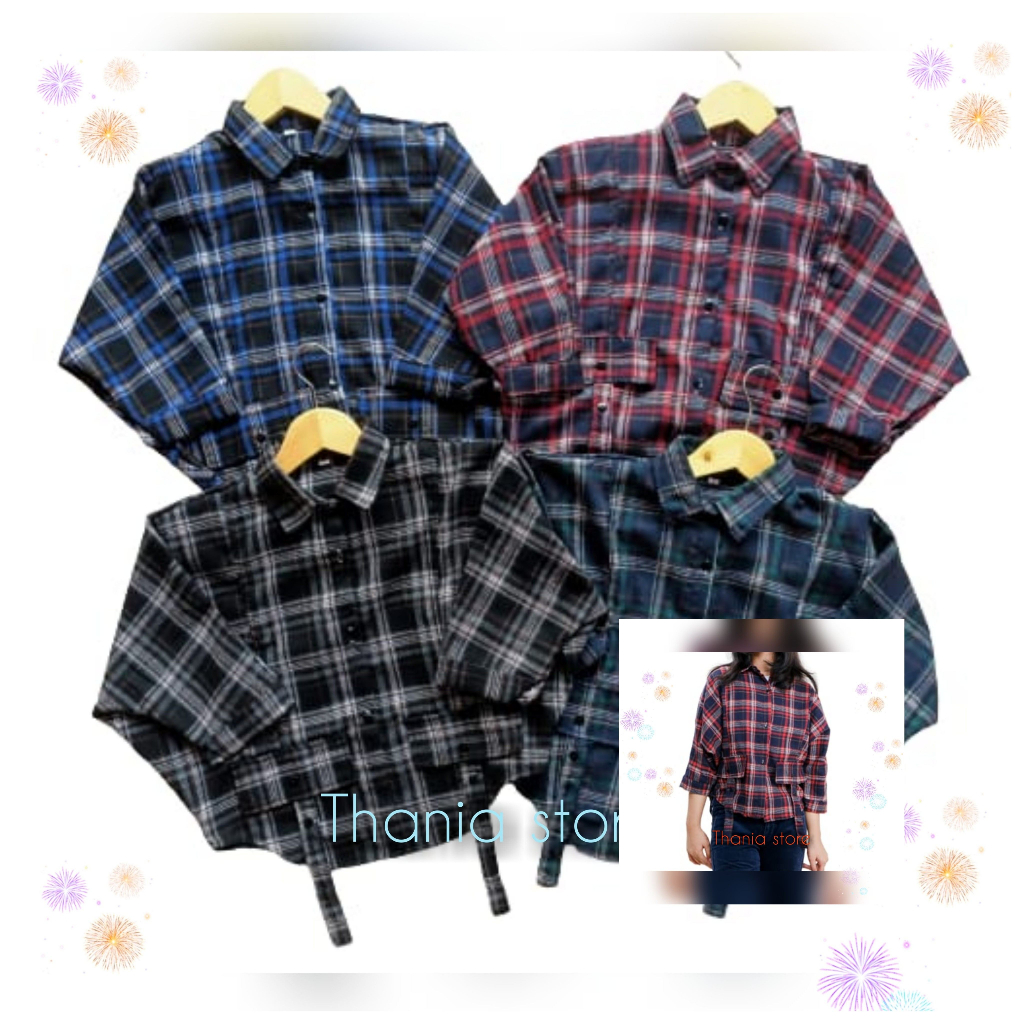 kemeja anak perempuan flanel batwing usia 3-12 tahun