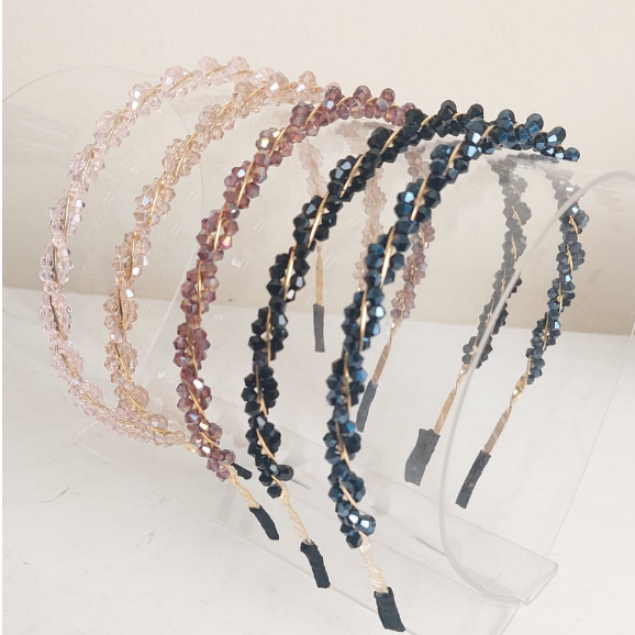 Bando Mutiara Permata Korean Twist Wanita / Bandana Aksesoris Rambut Bando Pearl Twist HOPYLOVY