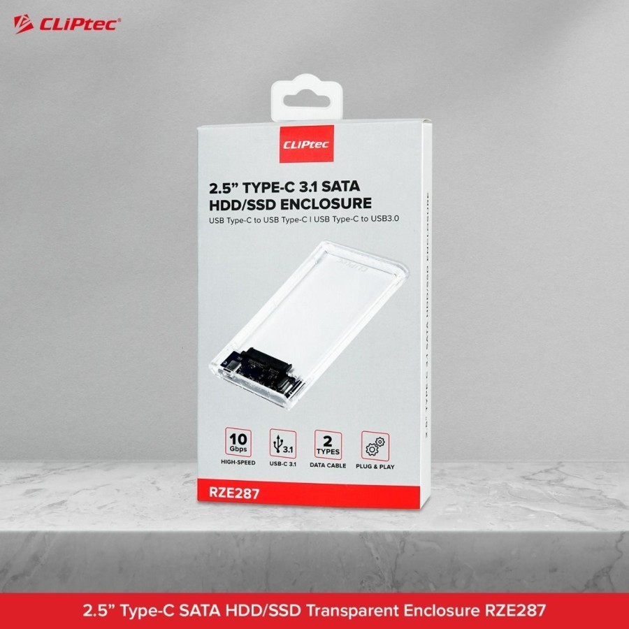 CASE ENCLOSURE HDD SSD CLIPTEC RZE287 SATA 2.5" TYPE-C 3.1