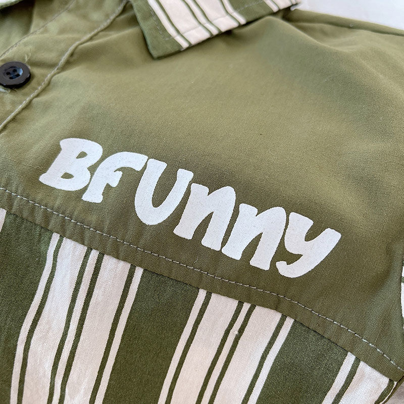 Atasan anak Kemeja Anak laki laki Motif BFUNNY GARIS HIJAU premium usia 6 bulan - 5 tahun