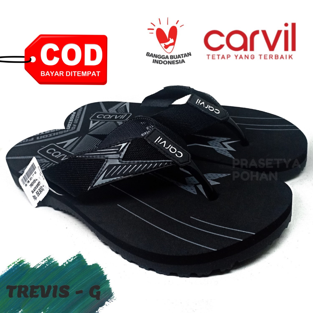 Sandal Pria Carvil Original Anti Air - Sendal Carvil Trevis