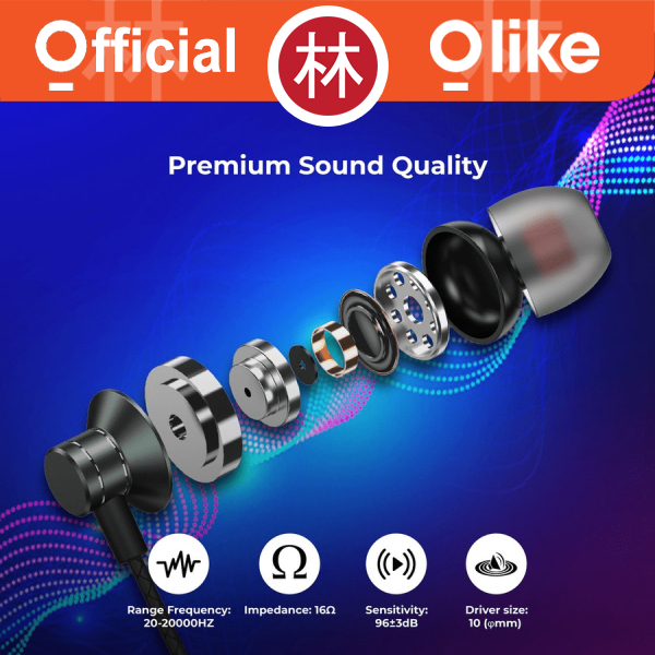 Olike E13 Wired Gaming Earphone 3.5 Metal Noise Reduction Clear Sound