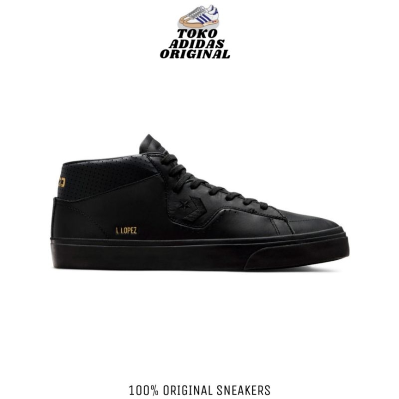 SEPATU CONVERSE LOUIE LOPEZ PRO MID LEATHER FULL BLACK ORIGINAL RESMI