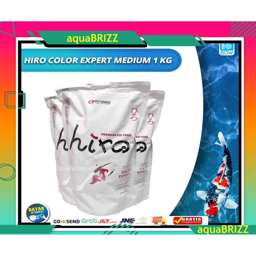Makanan pelet pakan ikan koi HIRO COLOUR EXPERT &amp; HIGH GROWTH FRESHPACK 1 KG premium koi fish food