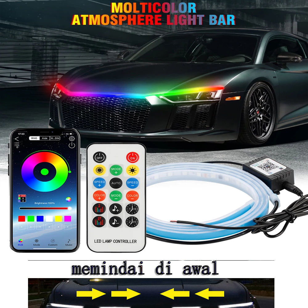 LED Daytime Running Light Scan Mulai Kap Mobil Lampu Hias DRL Panduan Kap Mesin Otomatis Lampu Ambient Dekoratif 12V