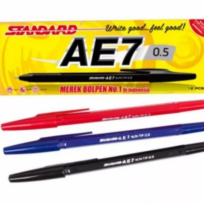 pulpen standar AE7 alpa tip 0.5 1 pack isi 12 pics