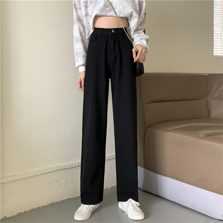 Celana Jeans Wanita Kekinian Straight Pant Celana Kulot Kasual Loose Celana Panjang High Waist Wanita Korea Style