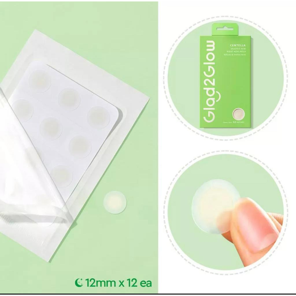 Glad2Glow Centella Salicylic Acid Night Acne Patch Pimple Patch Jerawat Stickers