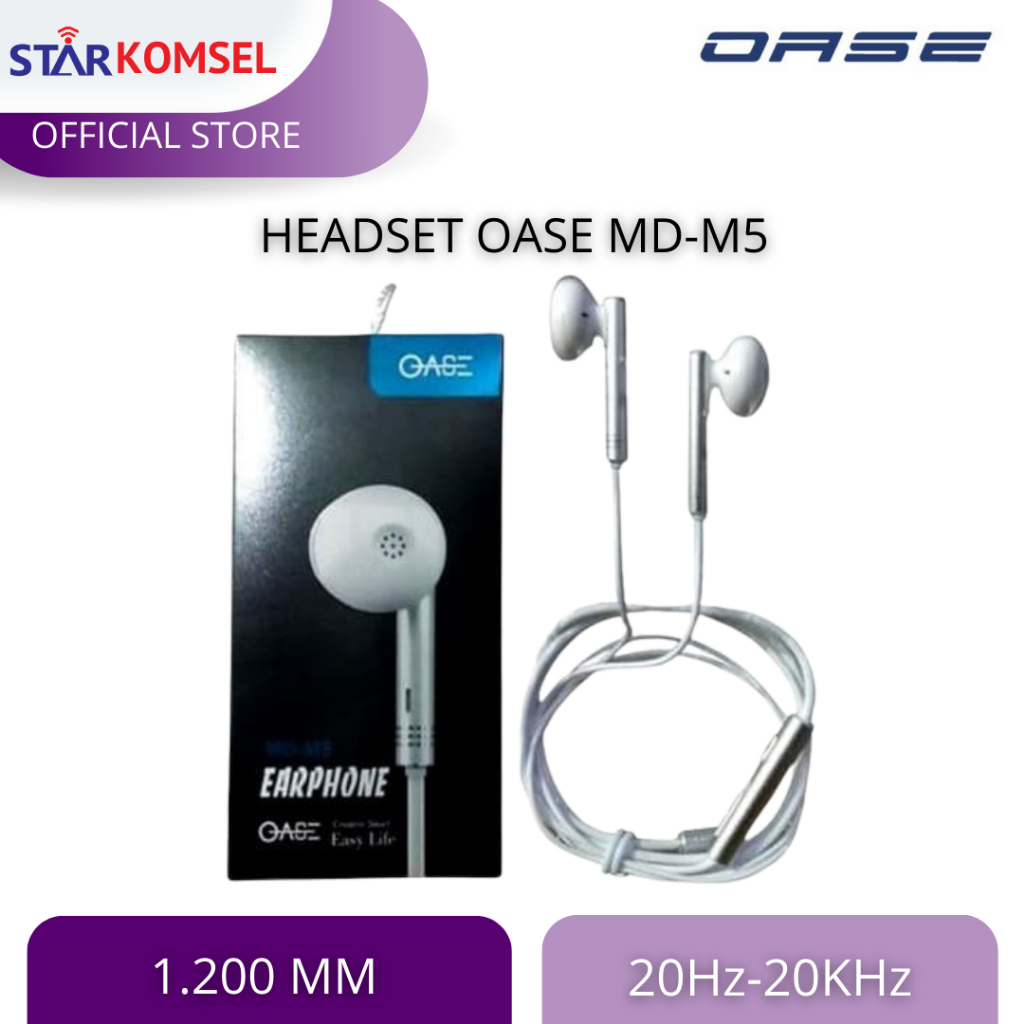HEADSET OASE MD-M5 (GARANSI 6 BULAN /WARNA PUTIH/ HEADPHONE /EARPHONE)