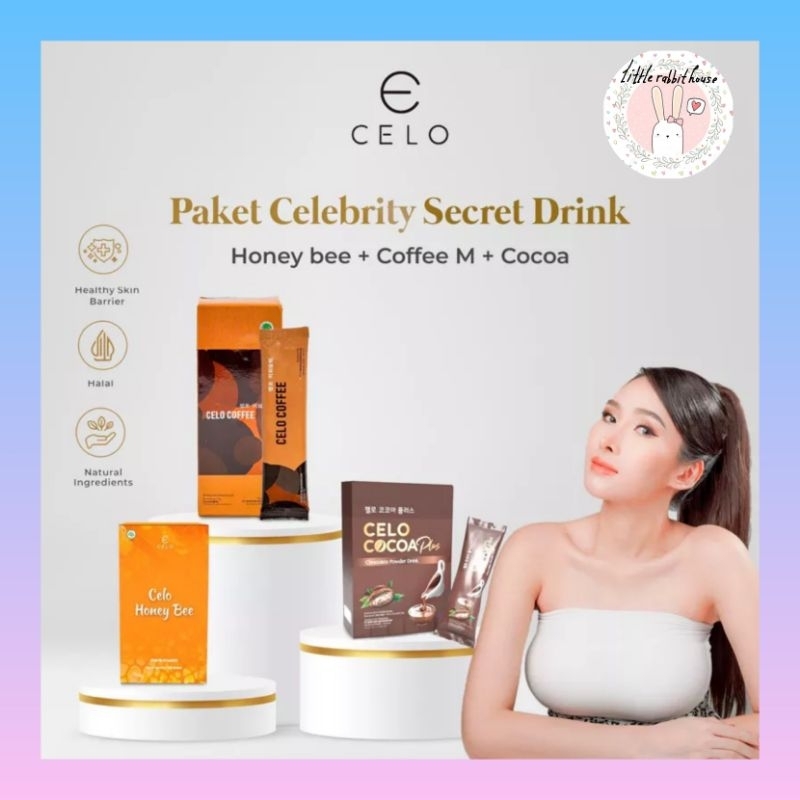 

READY STOCK CELO PAKET CELEBRITY SECRET DRINK (3 ITEM) - COFFEE SLIM - COCOA - HONEY BEE - CELO.BEAUTE