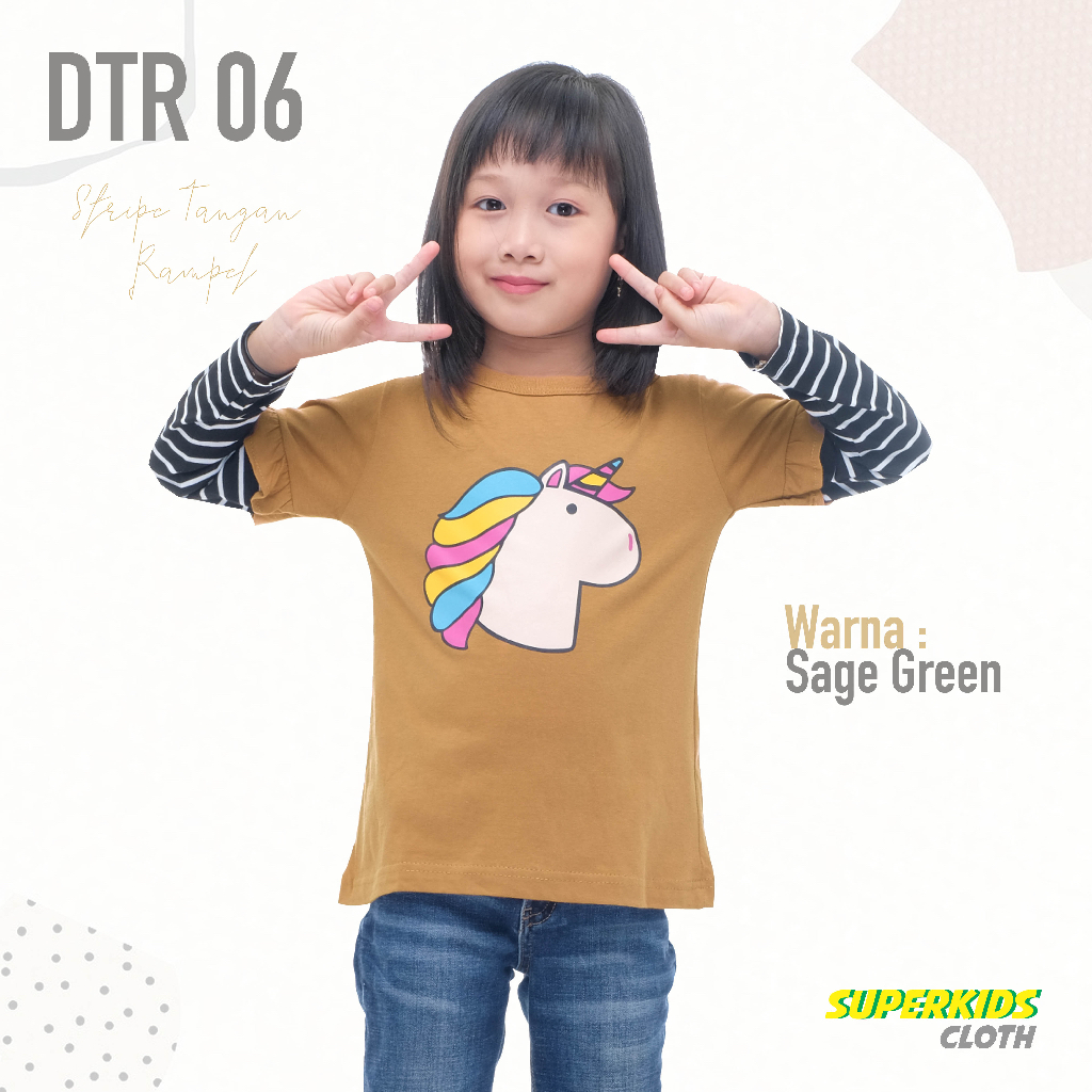 BAJU ANAK PEREMPUAN / KAOS ANAK PEREMPUAN / KAOS ANAK CEWEK STRIPE LENGAN PANJANG MOTIF UNICORN ECER GROSIR BRAND SUPERKSIDCLOTH 1 - 11 TAHUN