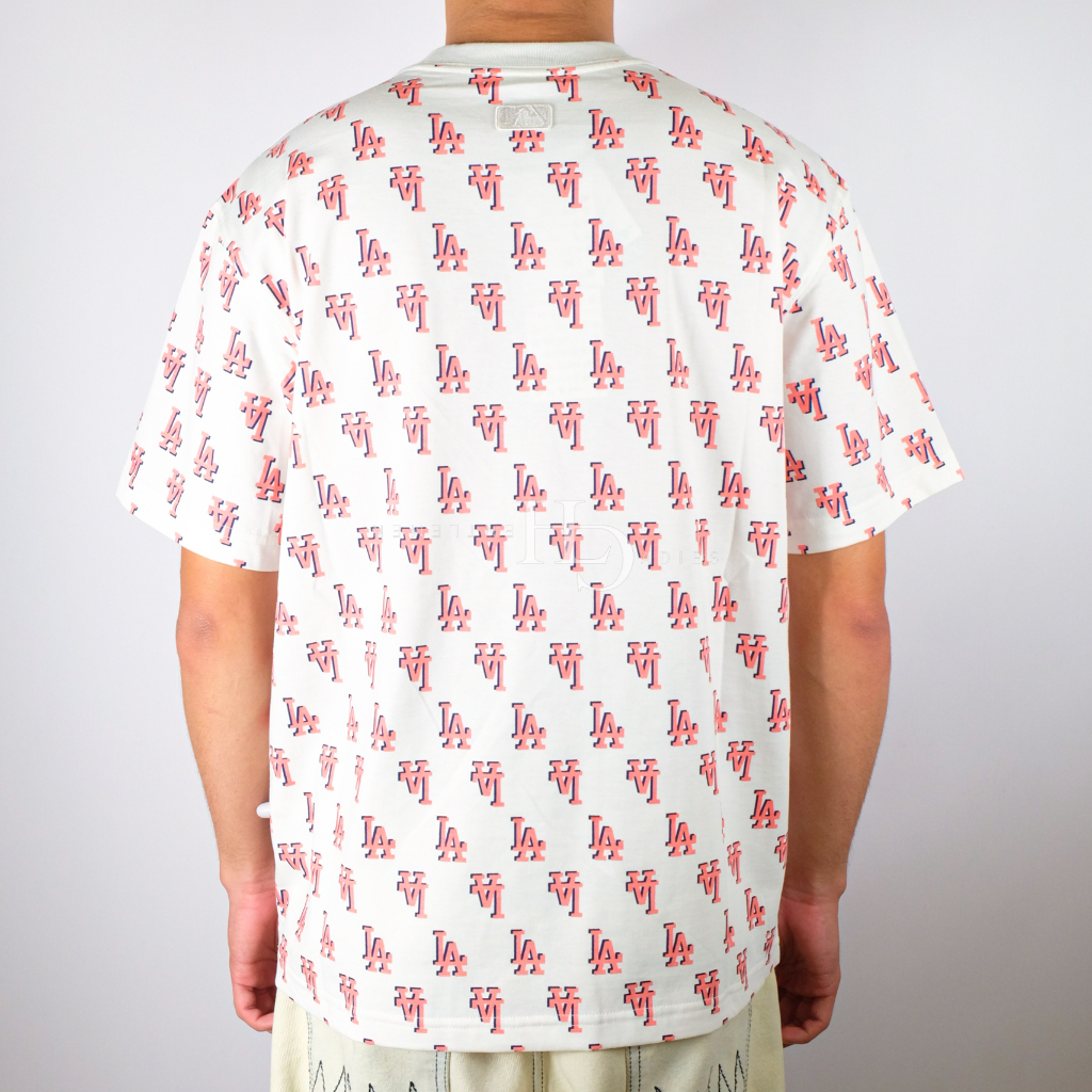 MLB LA Dodgers Basic Monogram All Over Tee White/Red