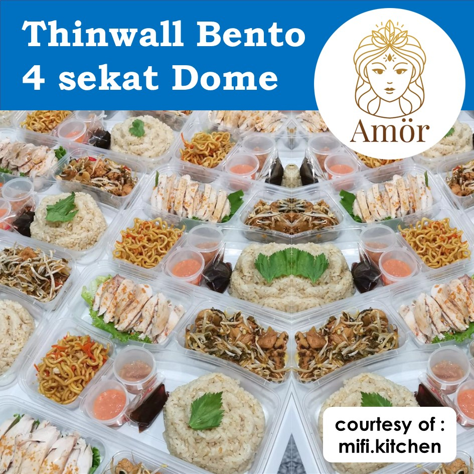 thinwall bento sekat 4 dome victory / kotak tempat box makan plastik cembung katering nasi