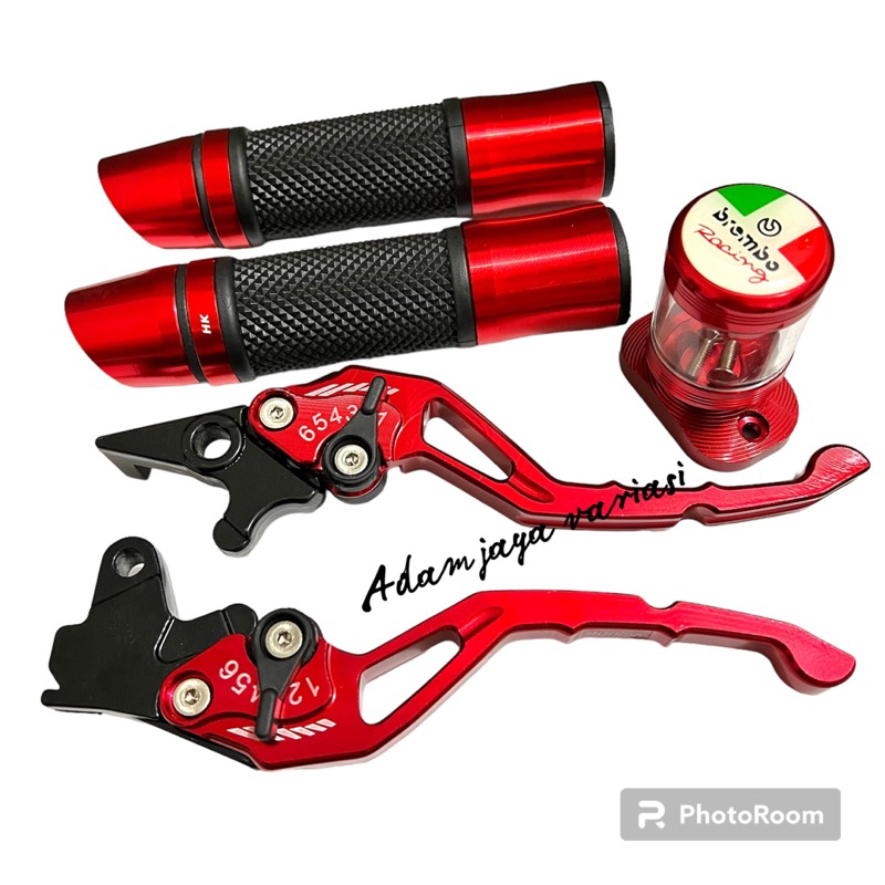 Paket variasi 3 in 1 Handgrip jalu miring + Handle rem stelan + Tutup tabung minyak rem variasi / Va