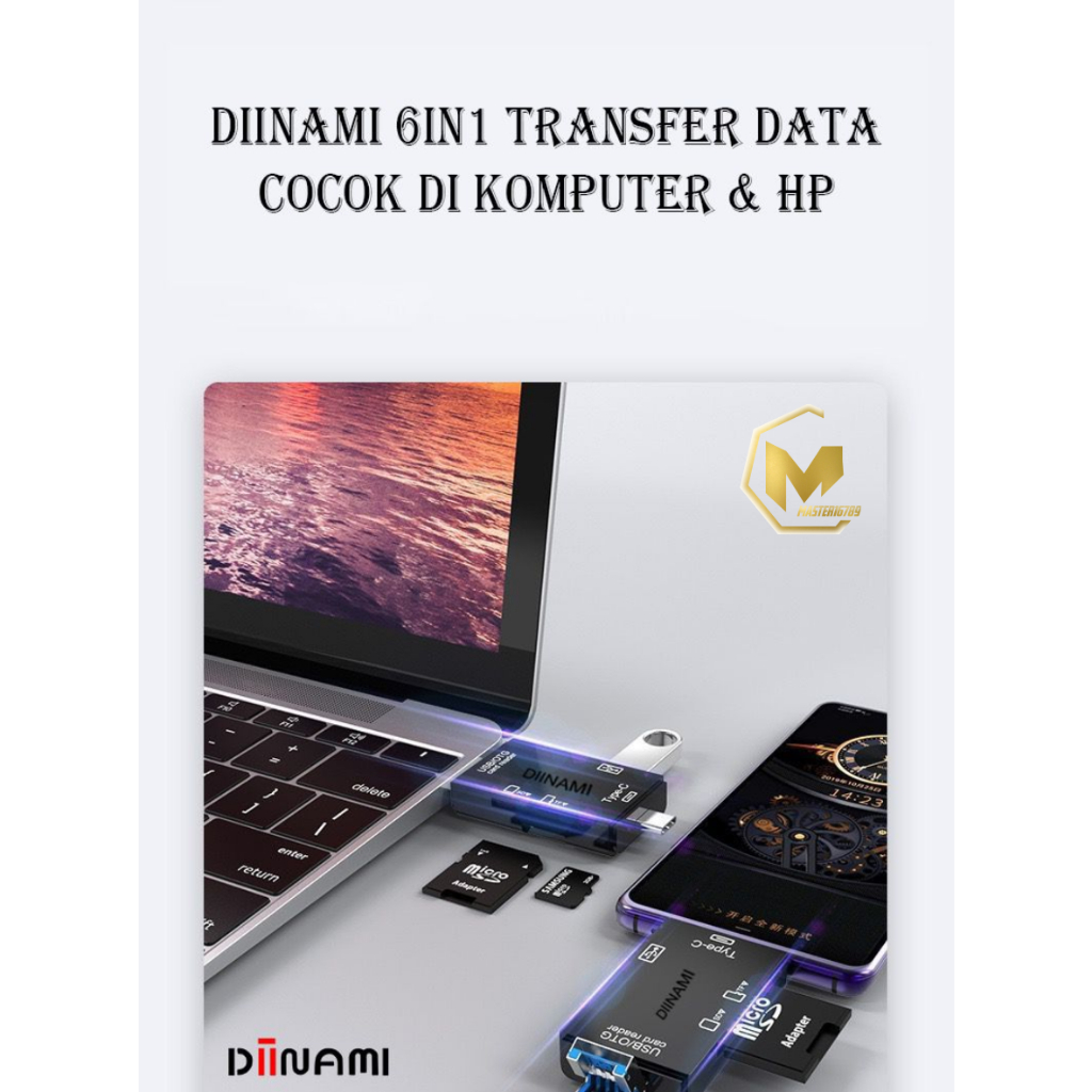 DIINAMI High Speed 6 in 1 OTG Card Reader USB 3.0 SD TF Micro SD Card Reader Type C Micro OTG Card Reader MA4978