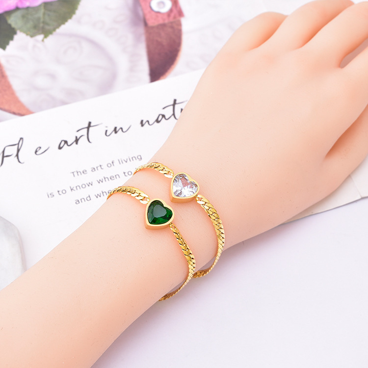 Gelang tangan sisik halus love zircon titanium import anti karat harga grosir bisa cod