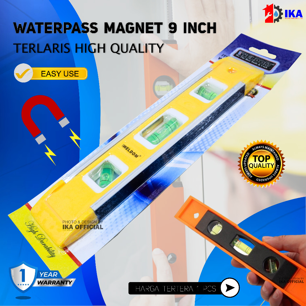 WATERPASS 9 INCH RRT WITH MAGNET MAGNET / WATER PASS TORPEDO 9 INCH RRT / Waterpass Magnet Aluminium Waterpas Kecil 9 Inch Waterpas Mini Magnet Torpedo Level 9 inch 23 cm Termurah Berkualitas