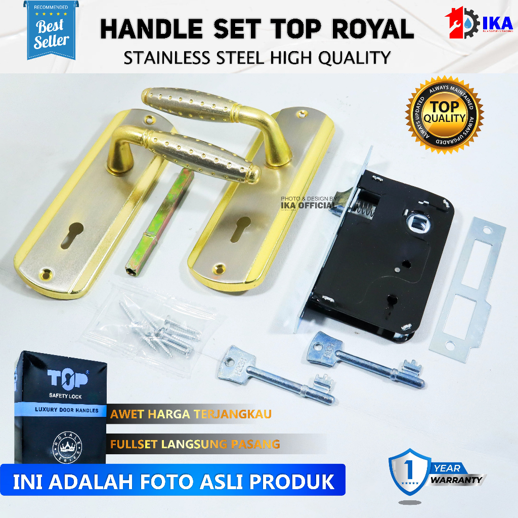 Kunci Pintu Rumah Kecil Kumplit 1 Set | 15cm | Gagang Handle Kunci Pintu Kamar Stainless Termurah / Kunci Pintu Kecil Top Safety Lock 15 cm Komplit Premium Royal