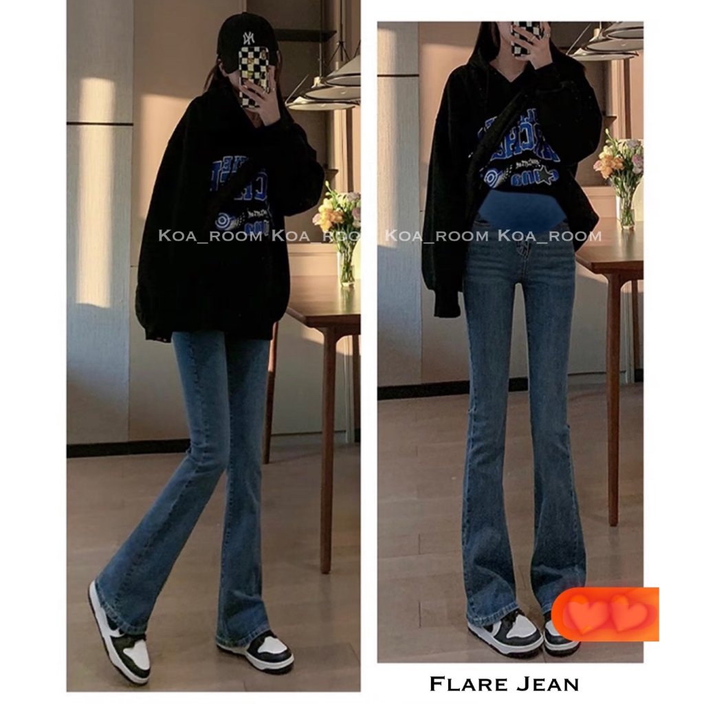 NEW ANYARRR!!! Maternity Stretchy Flare Jeans ( Celana Hamil Jean Flare Elastis )