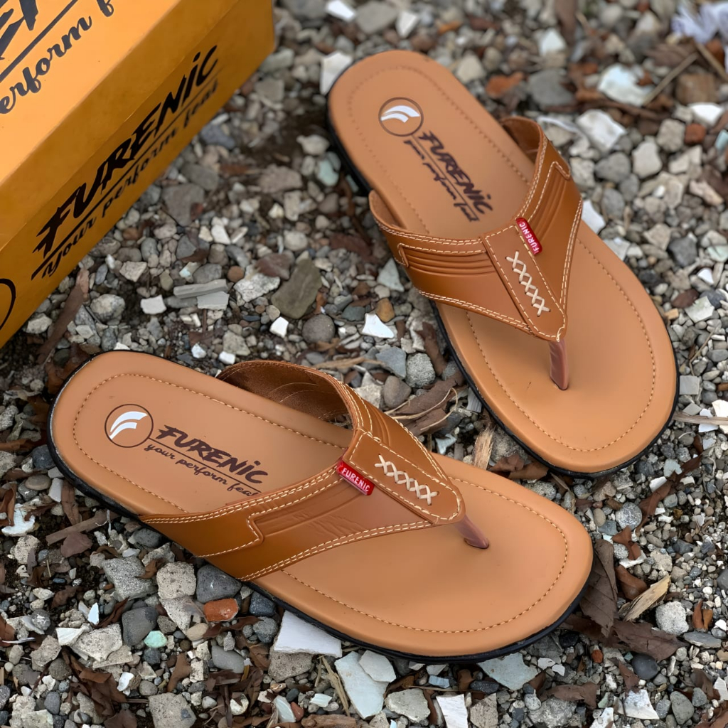 Furenic Sandal Sendal Pria Jepit Kulit Dewasa Kekinian Casual Series Kode L.01