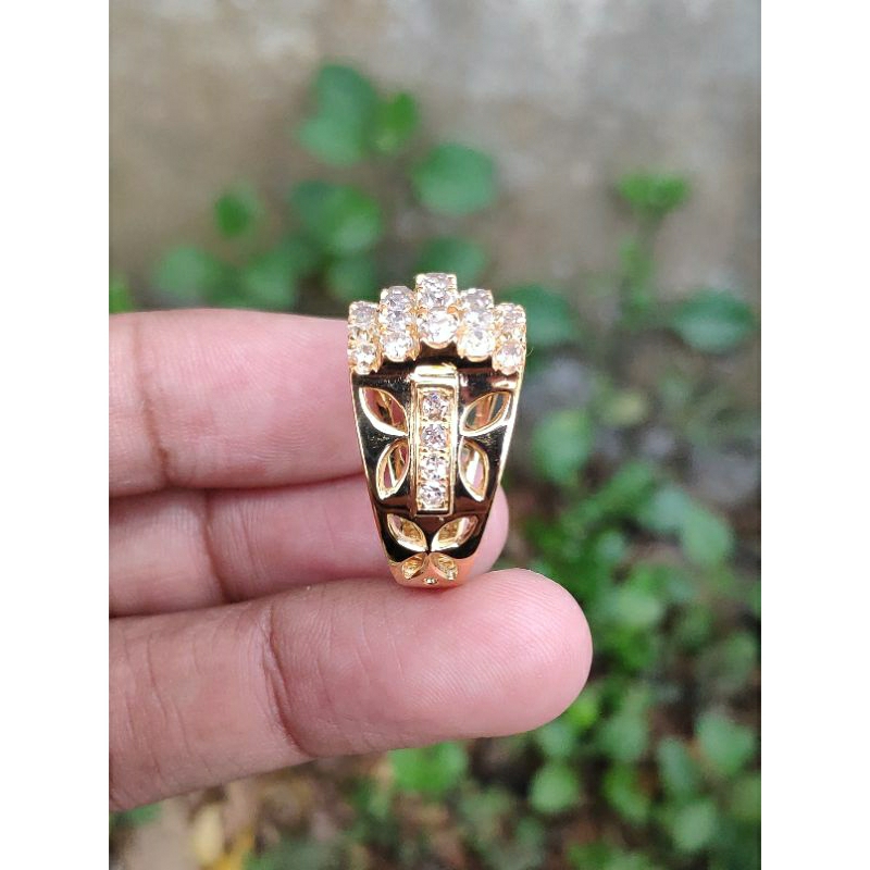 cincin emas berlian wanita motif tangga president berlian Banjar asli
