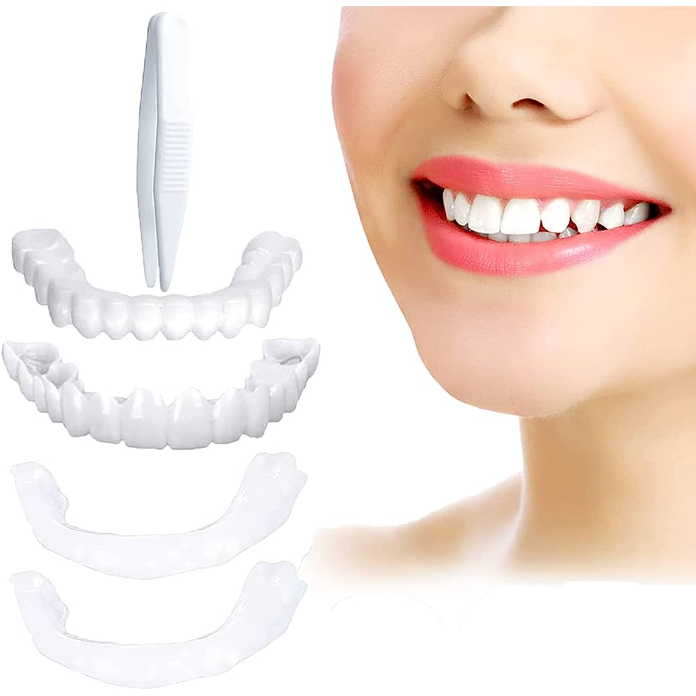 KUAT DI PAKAI MAKAN 1 Set Gigi Palsu Instan Atas Bawah Penutup Ompong Lepas Pasang Snap on Smile Ori