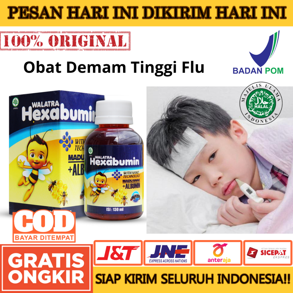 Hexabumin Madu Original - Obat Demam Tinggi Flu Tipes, Vitamin Anak Penambah Nafsu Makan Hexabumin
