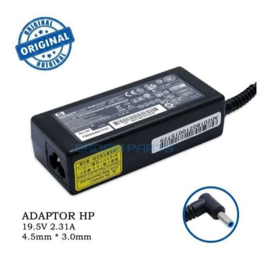 itstore ORIGINAL adaptor charger laptop HP 19.5v-2.31A PIN BLUE 4.5x3.0mm inclide kabel power