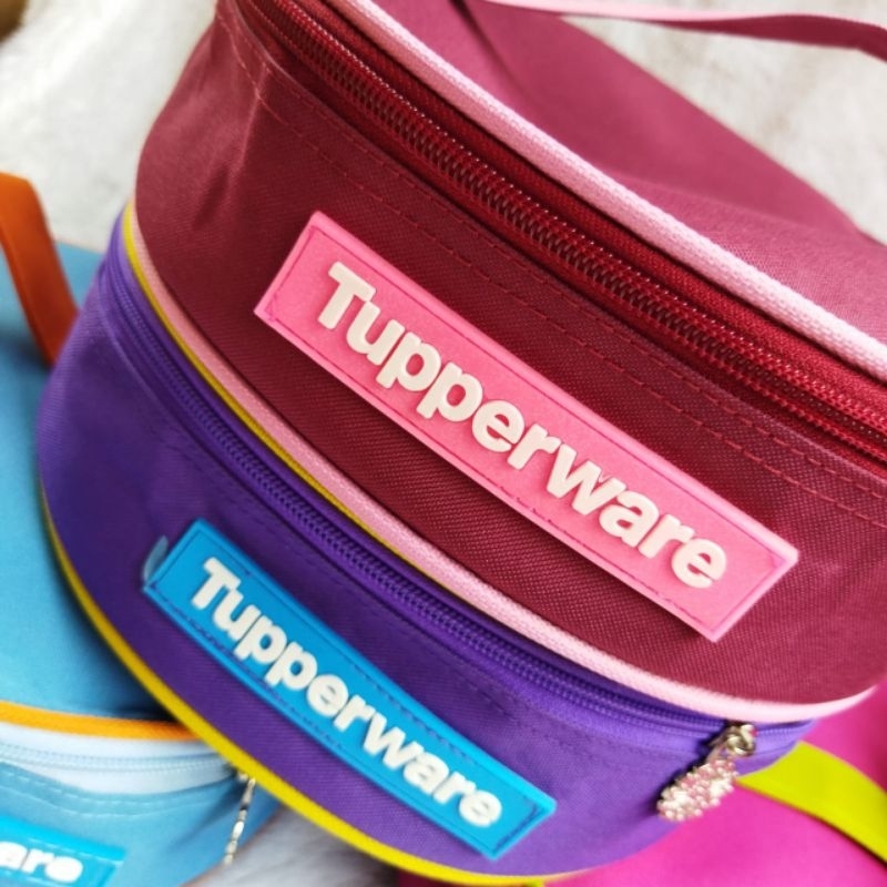 Tas Bulat tupperware ( Zipper  bunga es )